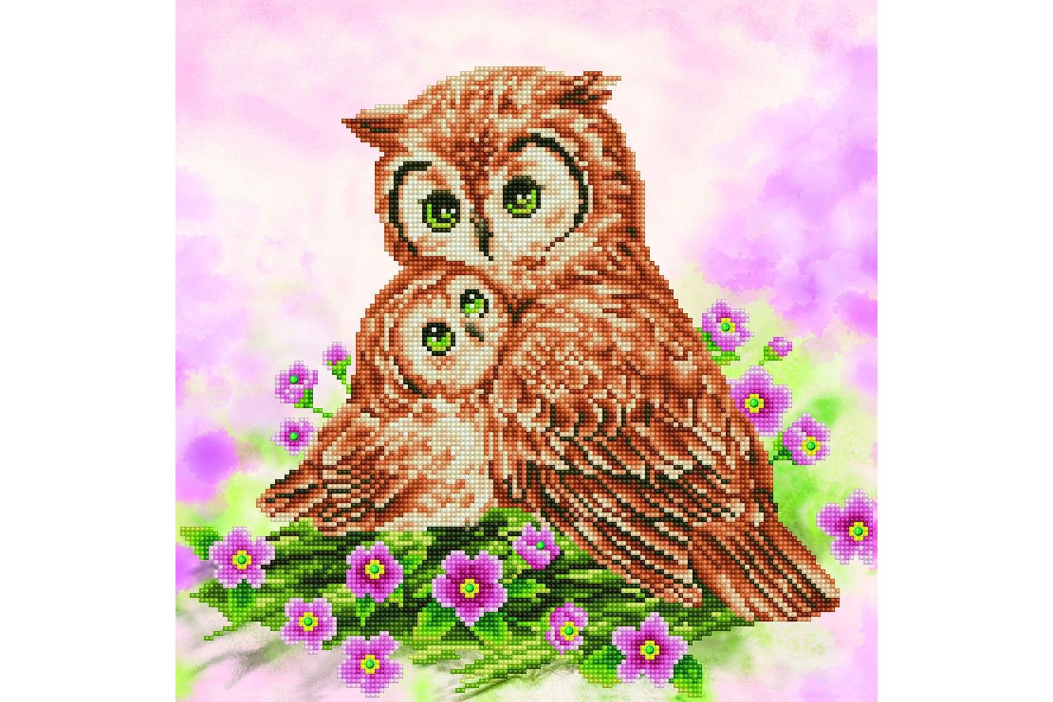Diamond Dotz Gro-dd7.004 - Mother Baby Owl - Diamond Paintin