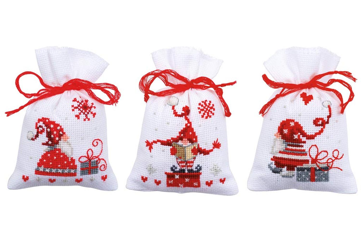 Vervaco Gro-pn-0165994 - Ppbag Pk3 Xmas Gnomes - Counted Cro