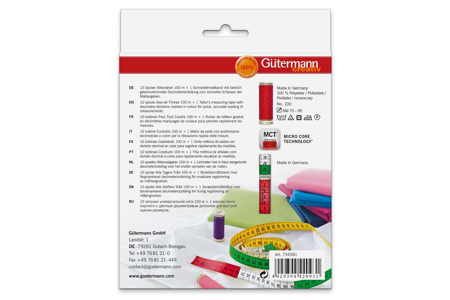 Gutermann Gro-734581 - Tset Sa 10x100m Tape - Thread Set Sew-3