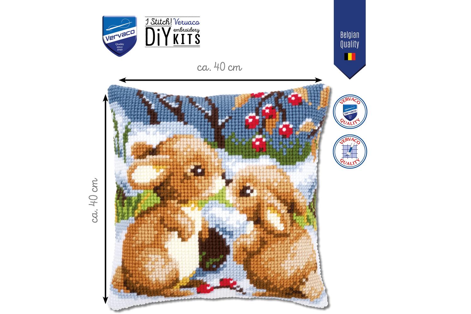 Vervaco Gro-pn-0021832 - Cushion Snow Rabbits - Cross Stitch-2