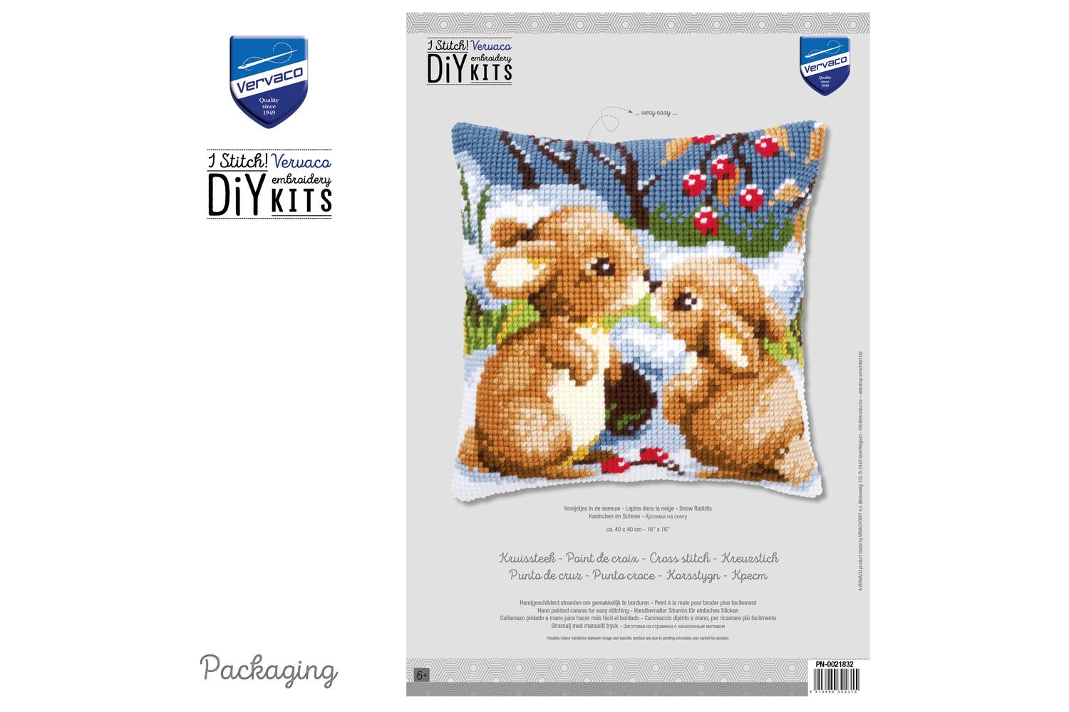 Vervaco Gro-pn-0021832 - Cushion Snow Rabbits - Cross Stitch-3