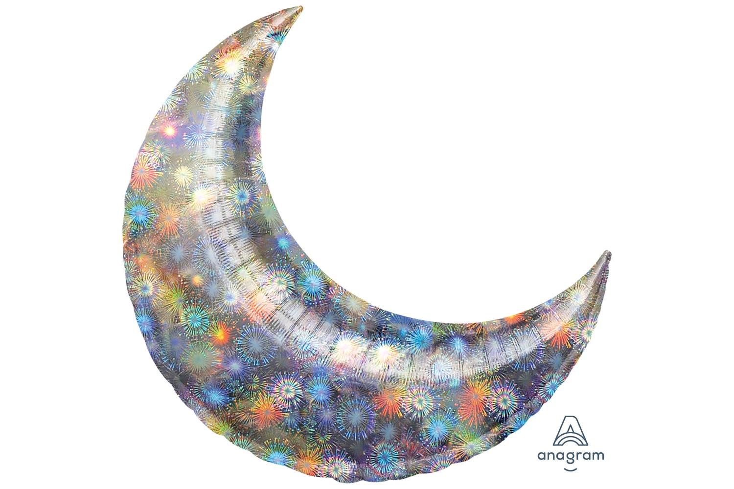 Amscan | 1624599 | Holographic Firework Supershape Crescent Foil Balloons 35"/89cm D25-2