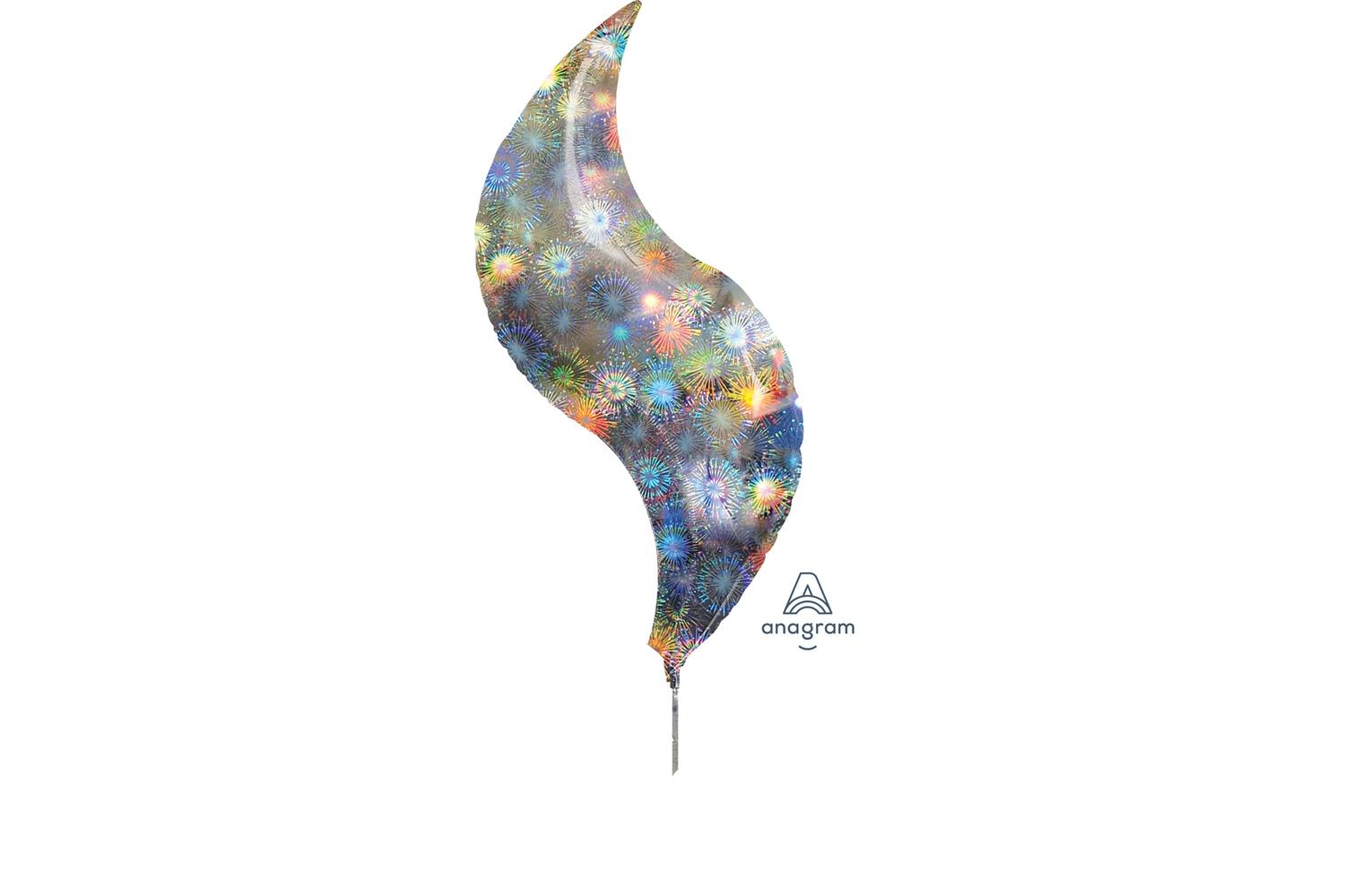 Amscan | 1625499 | Holographic Fireworks Mini Shape Curve Foil Balloons 19"/48cm D15-2