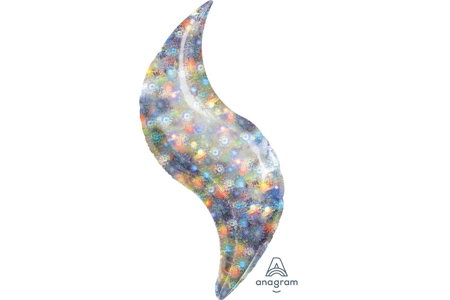 Amscan | 1626199 | Holographic Fireworks Supershape Curve Foil Balloons 42