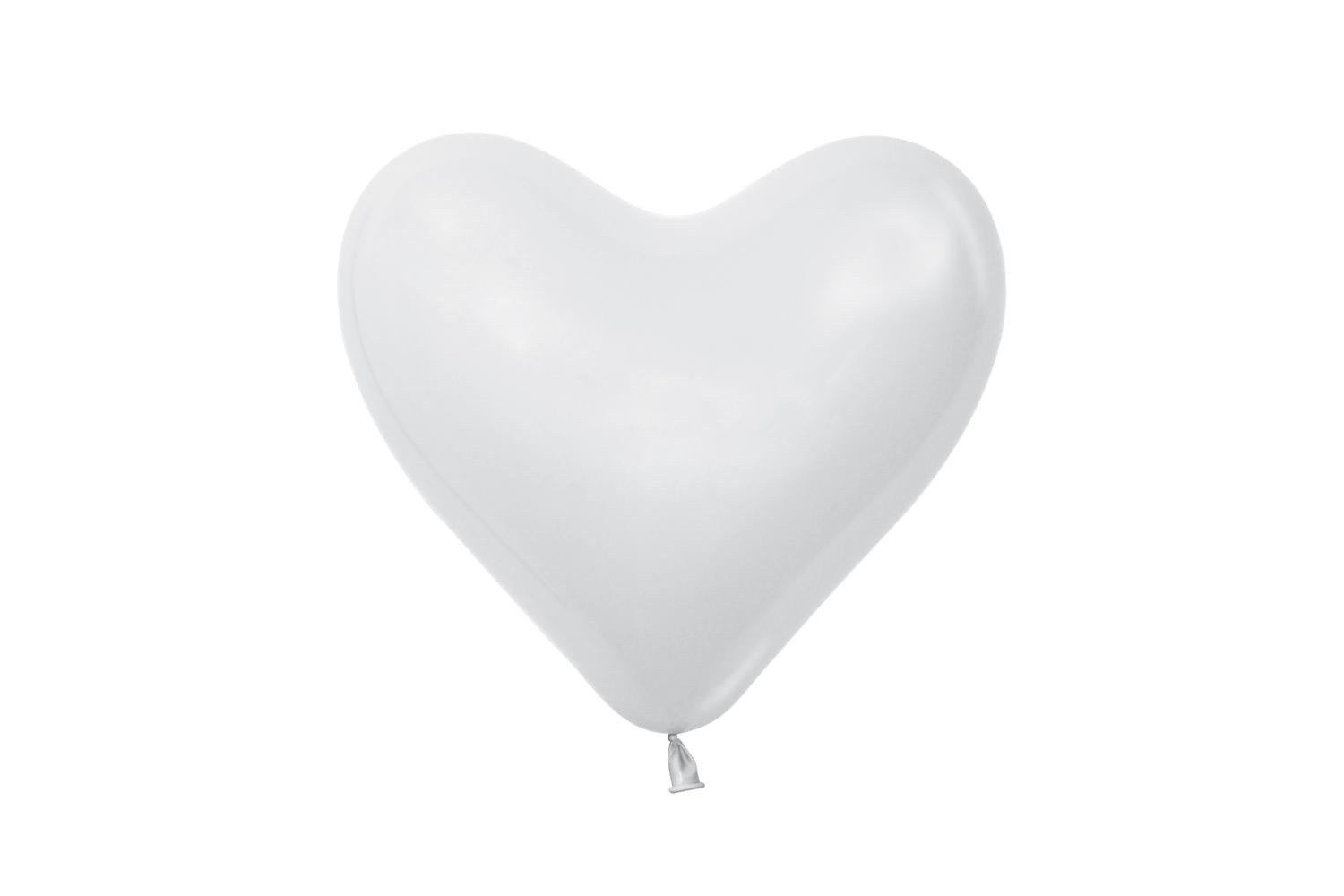 Amscan | 20002960 | Fashion Colour Heart Solid White 005 Latex Balloons 6"/15cm-2