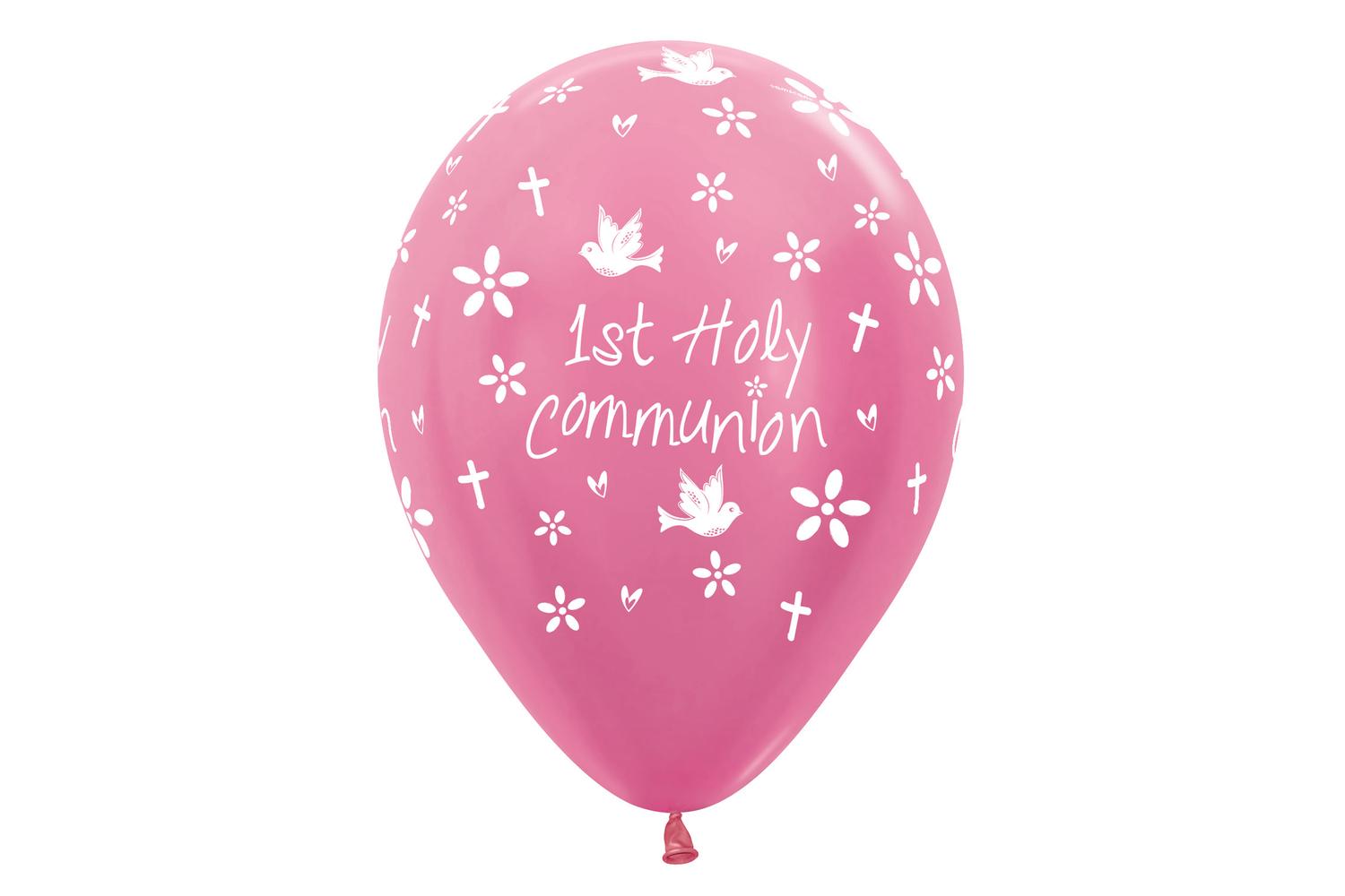 Amscan | 20009862 | 1st Holy Communion Girl Pink 412 Latex Balloons 12