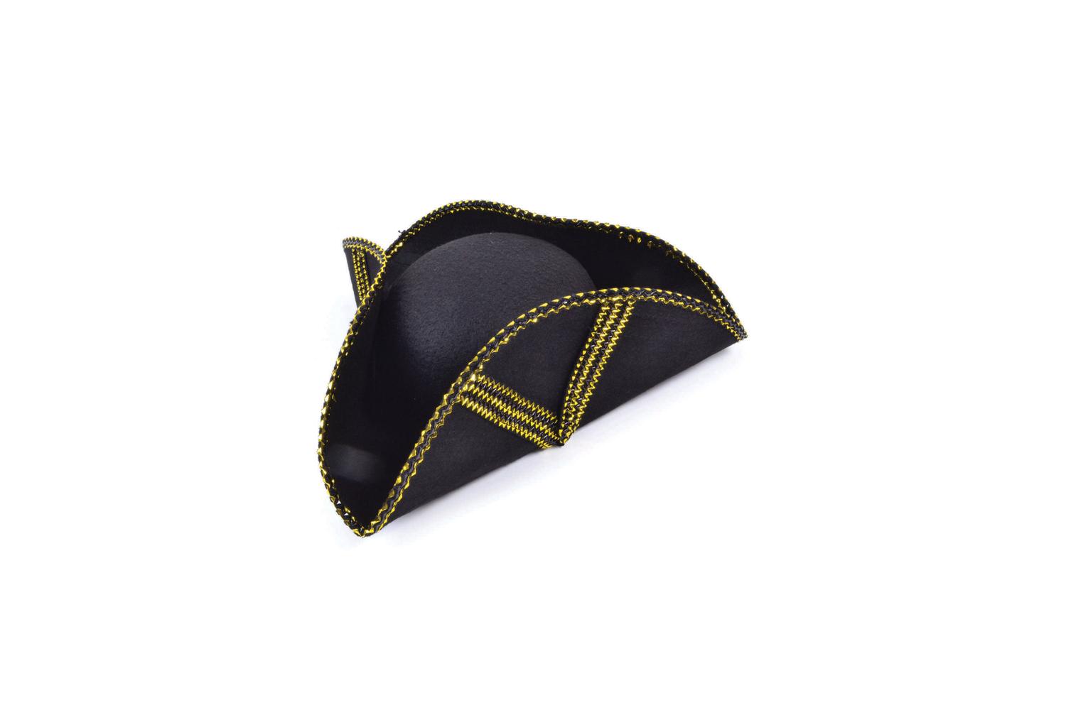 Rubies | Rb-bh443 | Tricorn Hat With Gold Trim And Gold Pattern