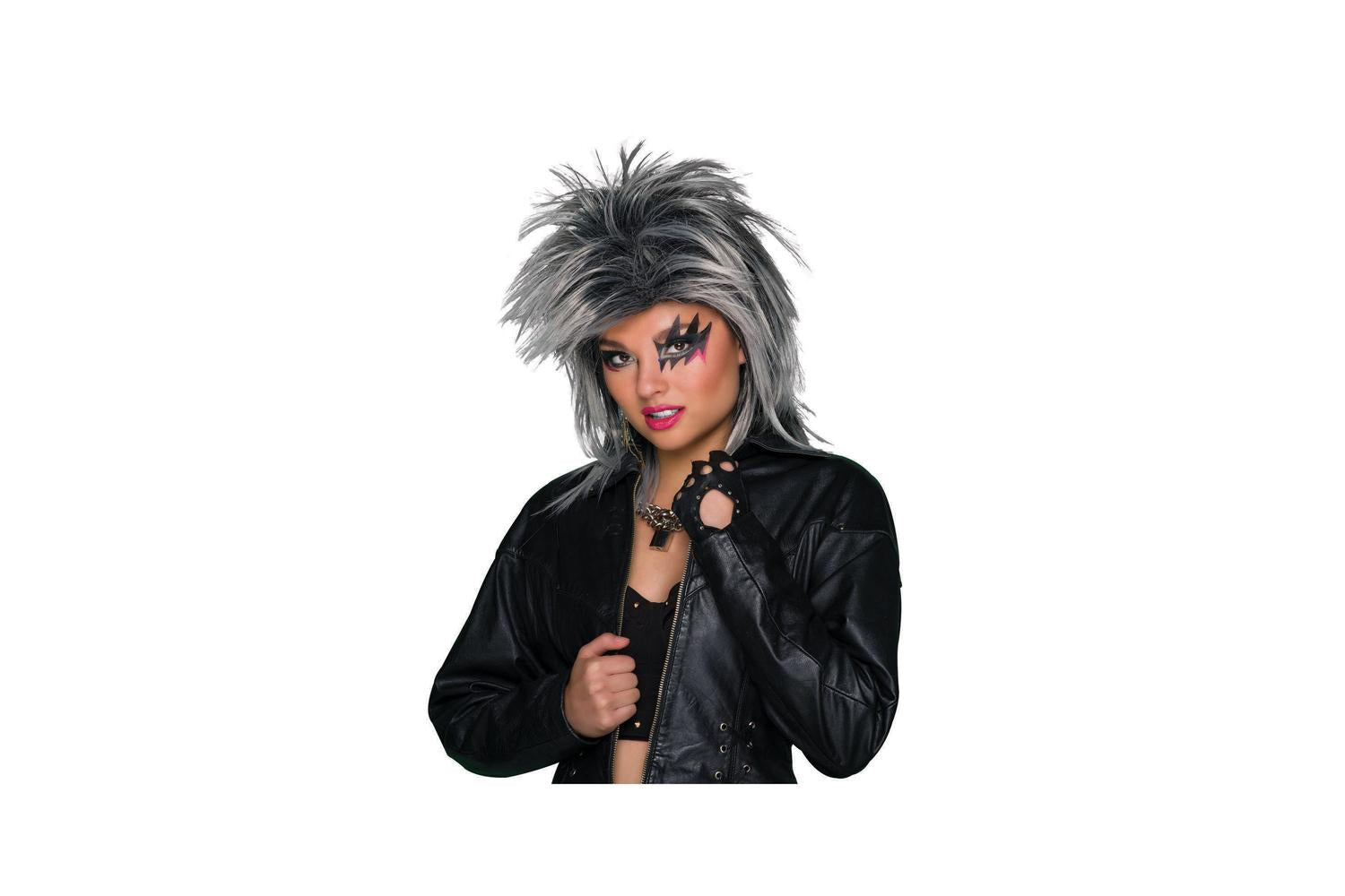 Rubies | Rb-bw185 | Tina Two Tone (pp Fibre) Spikey Grey/black Wig
