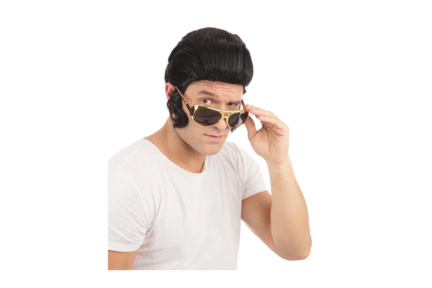 Rubies | Rb-bw580 | Rock Star Black Wig + Big Sideburns