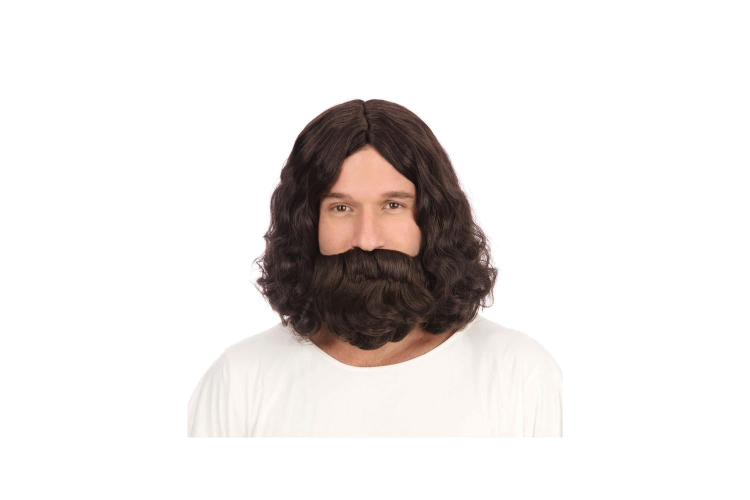 Rubies | Rb-bw581 | Hippy/jesus Long Brown Wig + Beard Set