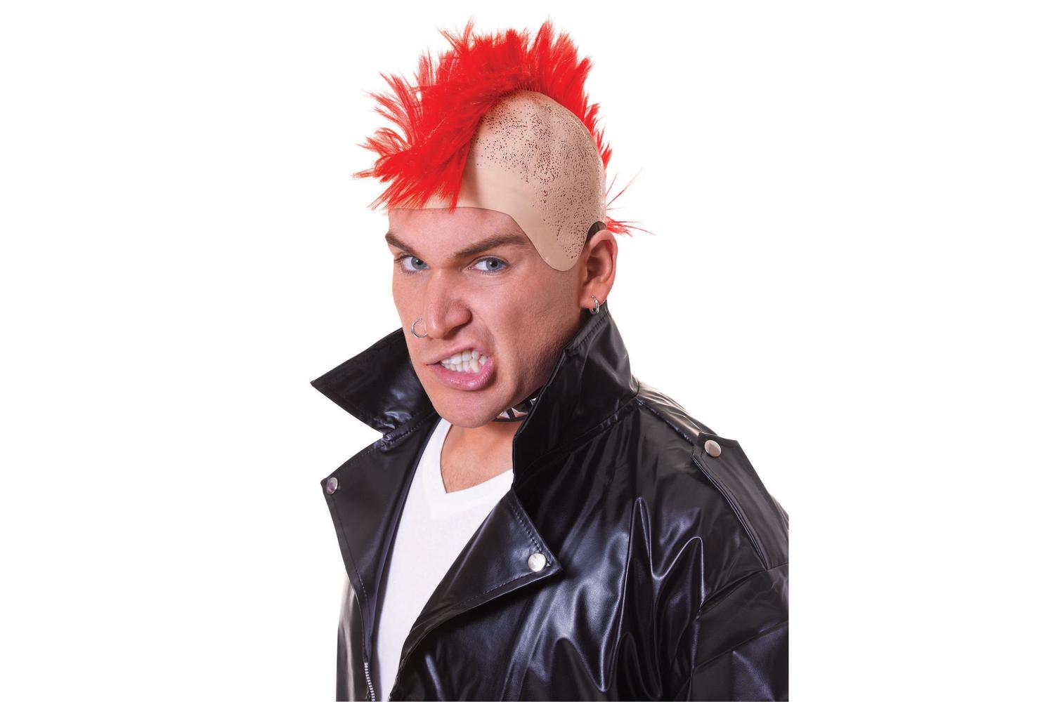 Rubies | Rb-bw600 | Red Mohican Wig With Bald Sides