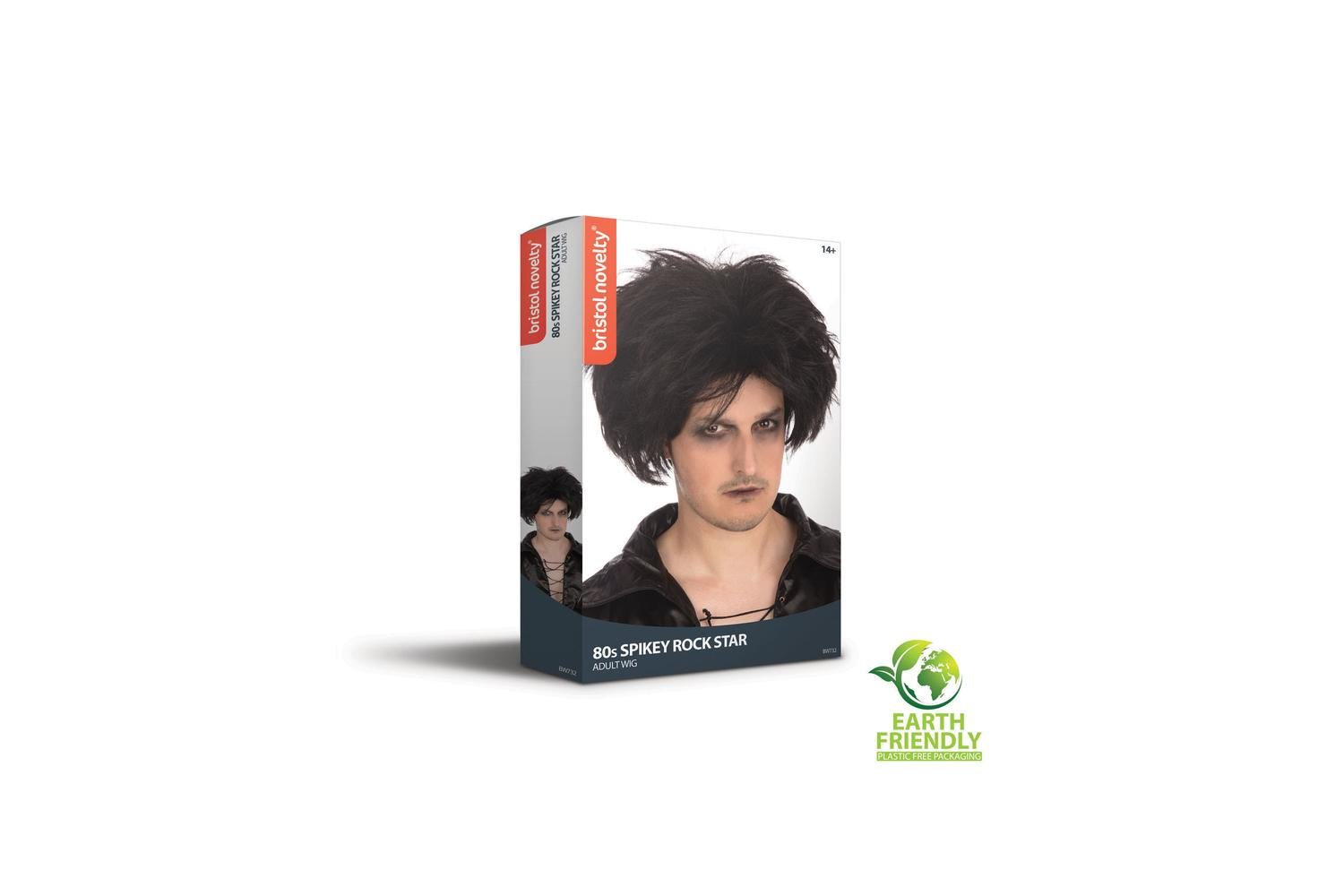 Rubies | Rb-bw732 | 80's Black Spikey Rock Star Wig-2