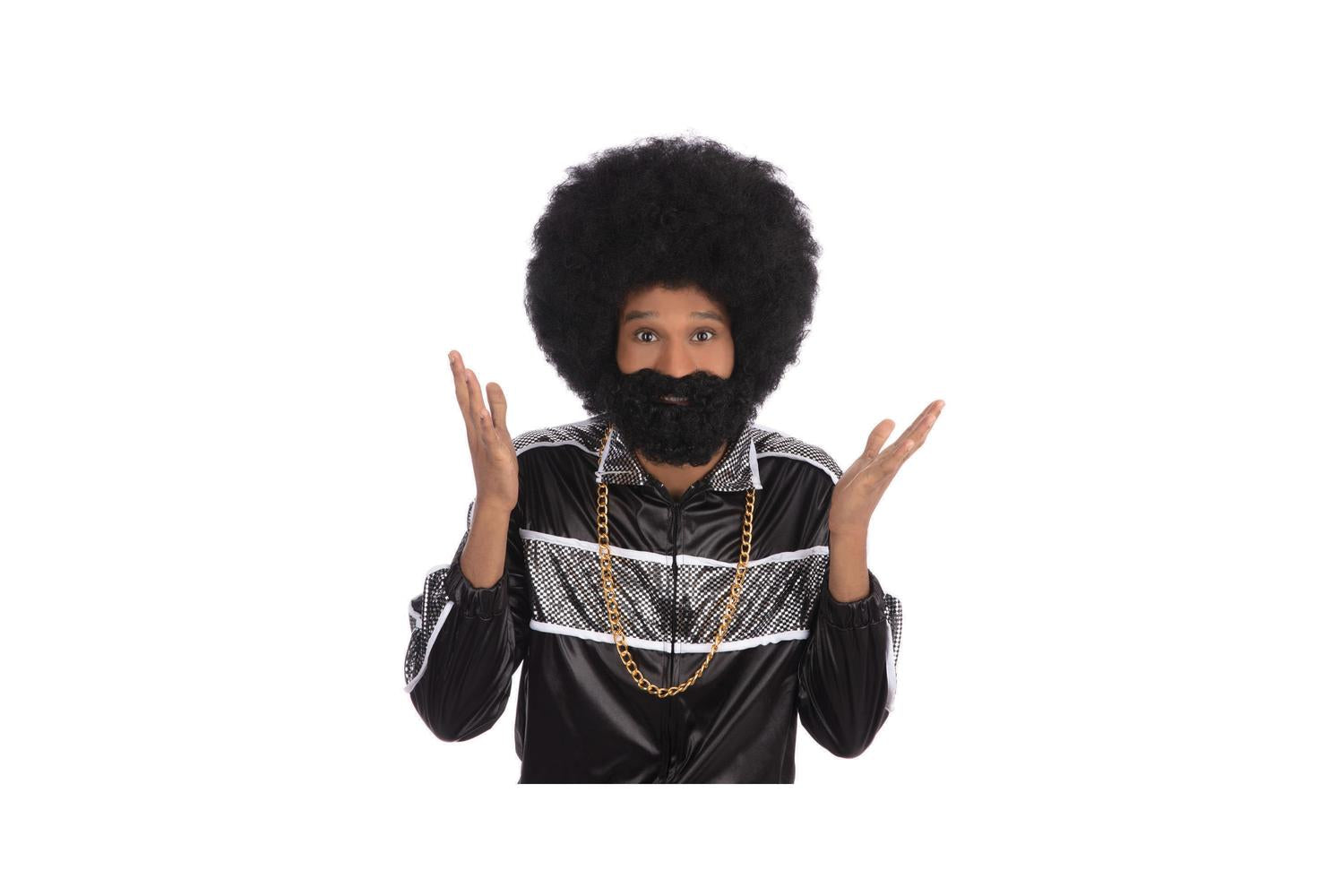 Rubies | Rb-bw749 | Black Afro Wig With Facial Hair