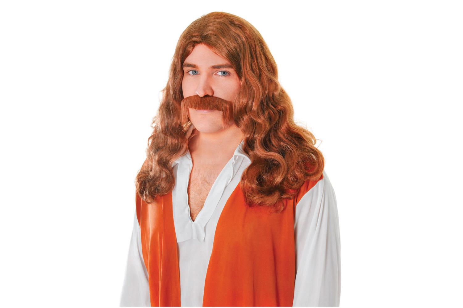 Rubies | Rb-bw791 | Hippy Man + Tash Set Long Brown Wig
