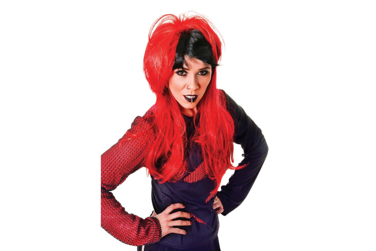 Rubies | Rb-bw792 | Punk Ladies, Red/black Long Wig