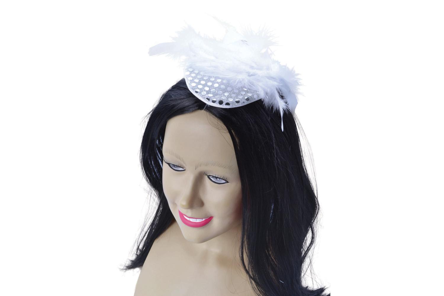 Rubies | Rb-ba330 | Lady's Hat Silver Sequin + Feather