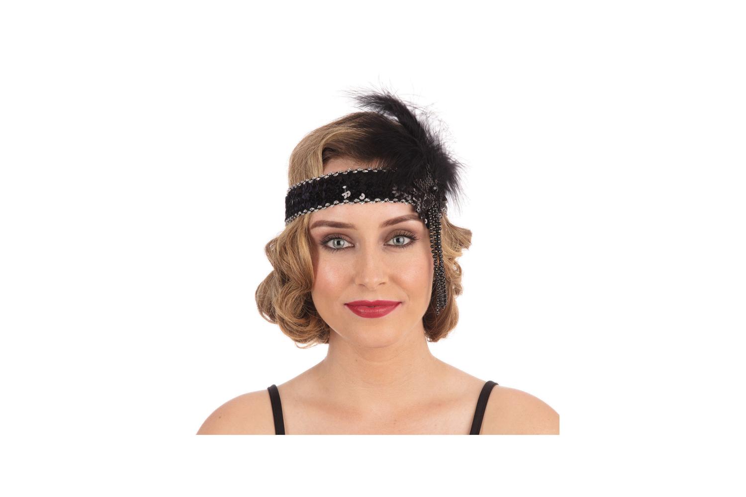 Rubies | Rb-ba367 | Flapper H'band.black Sequin Band Deluxe