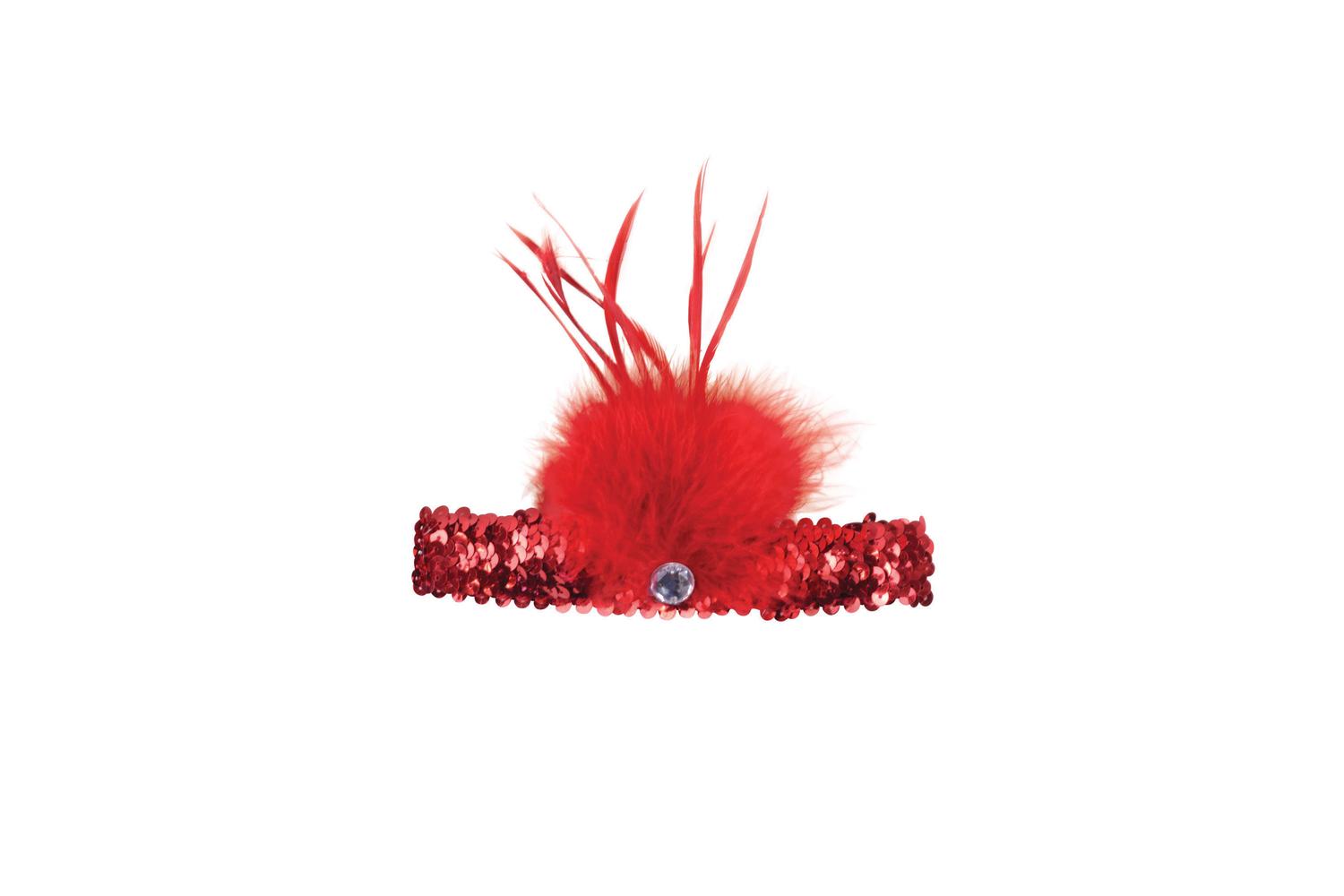 Rubies | Rb-ba1032 | Flapper Headband Red Sequin And Feather