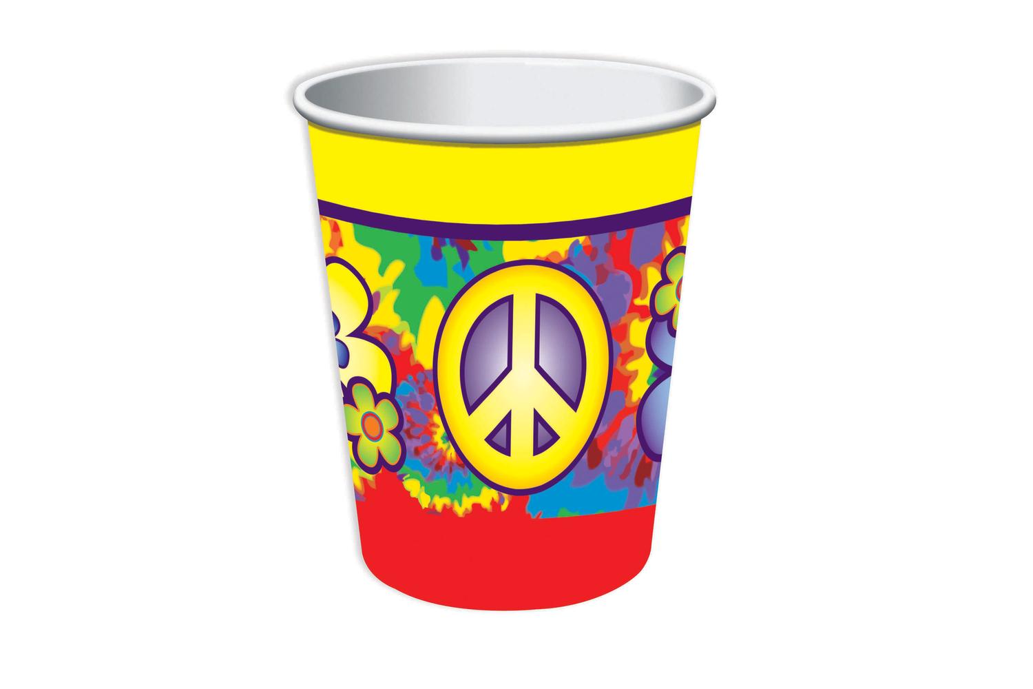 Rubies | Rb-x75807 | Hippie Dcor- 9oz Cup (8pcs) 1960's Summer Decoration Accessory