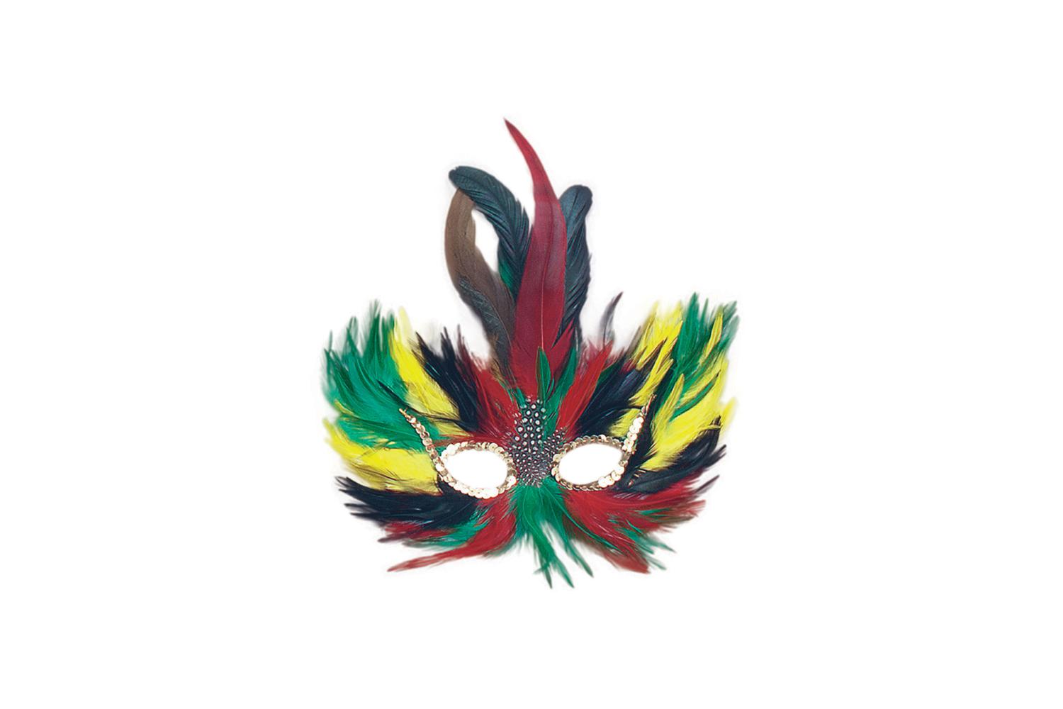 Rubies | Rb-em015 | Feather Green/red/yellow Mask