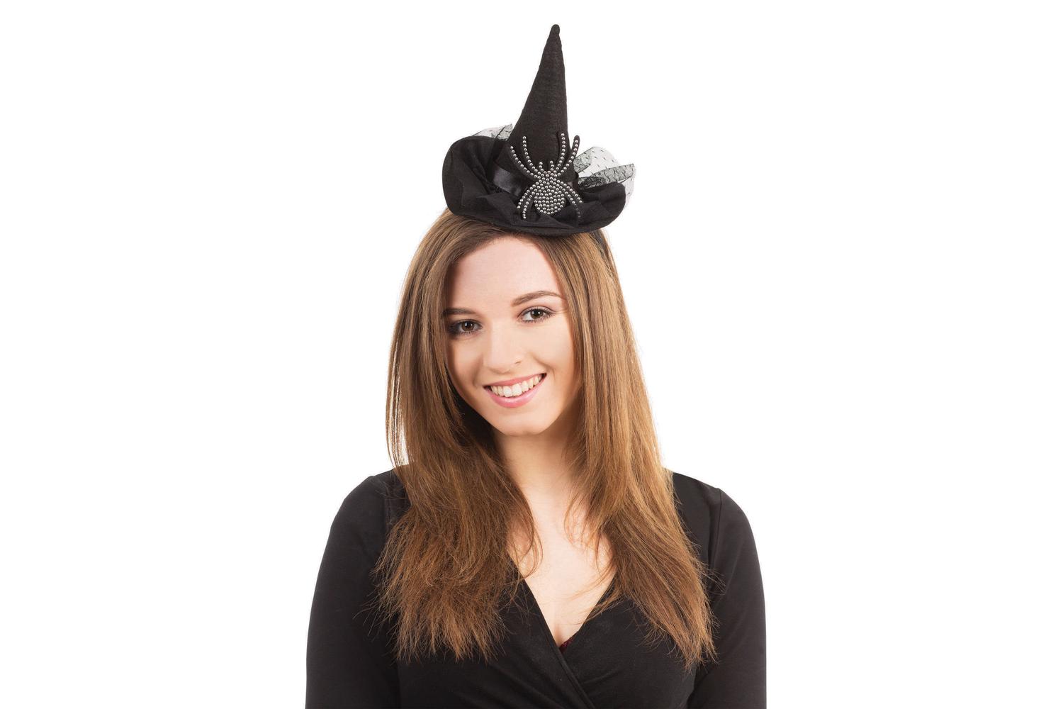 Rubies | Rb-md227 | Halloween Black Witch Hat With Diamante Spider