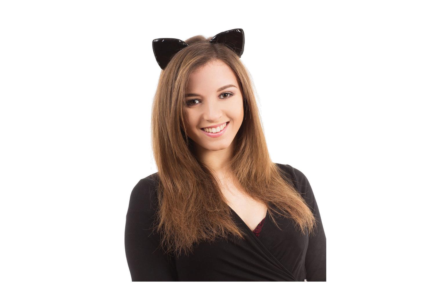 Rubies | Rb-md228 | Black Cat Ears On Band. Shiny Headband