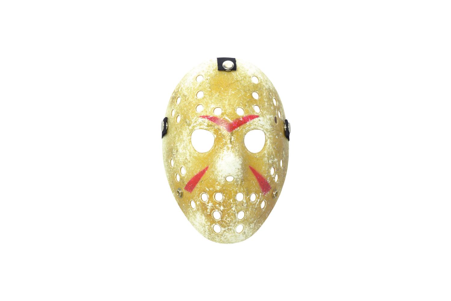 Rubies | Rb-pm128 | Friday The 13th Jason Deluxe Hard Plastic Hockey Mask. Orange And Red Painted