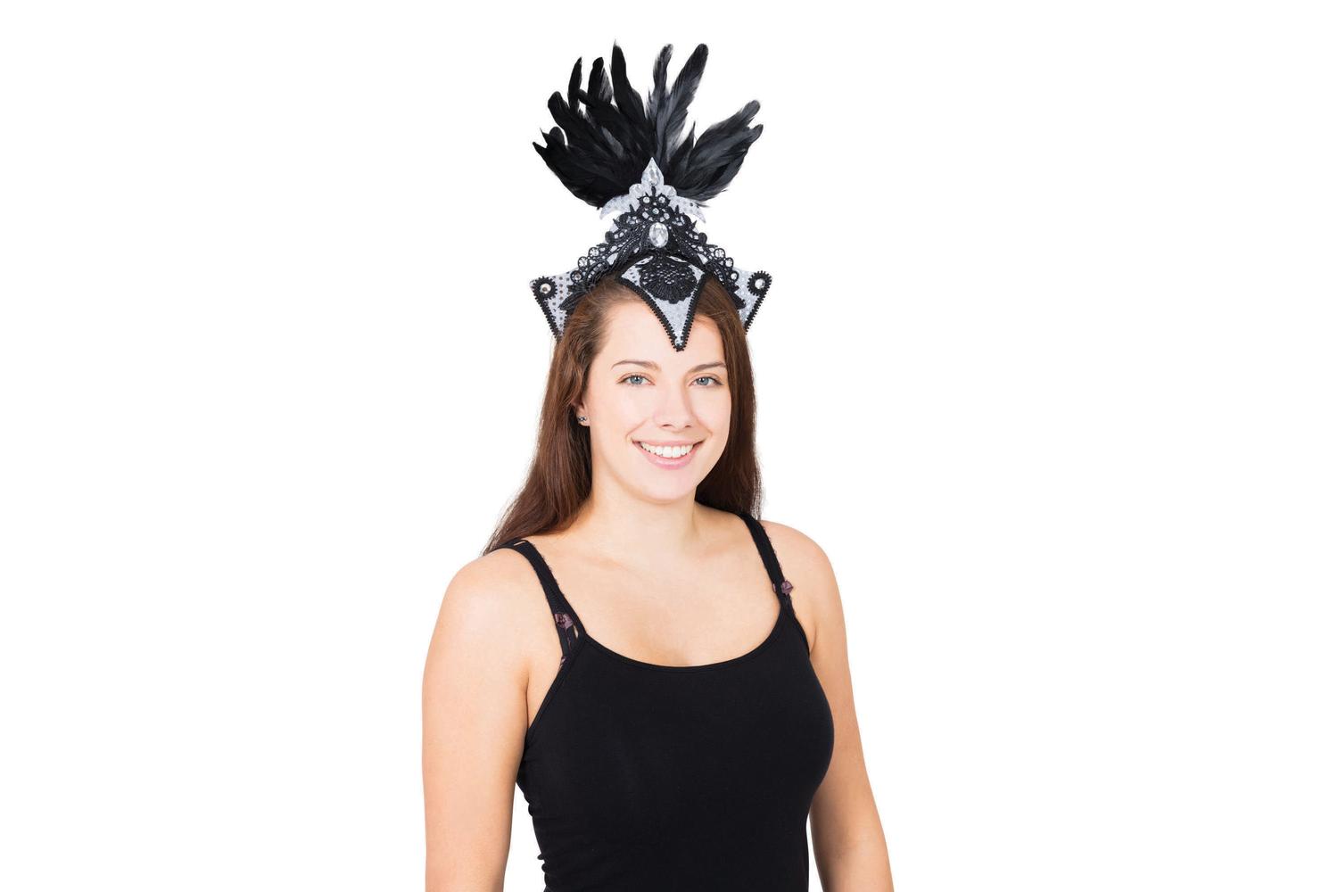 Rubies | Rb-ba2125 | Burlesque Headpiece Silver/black