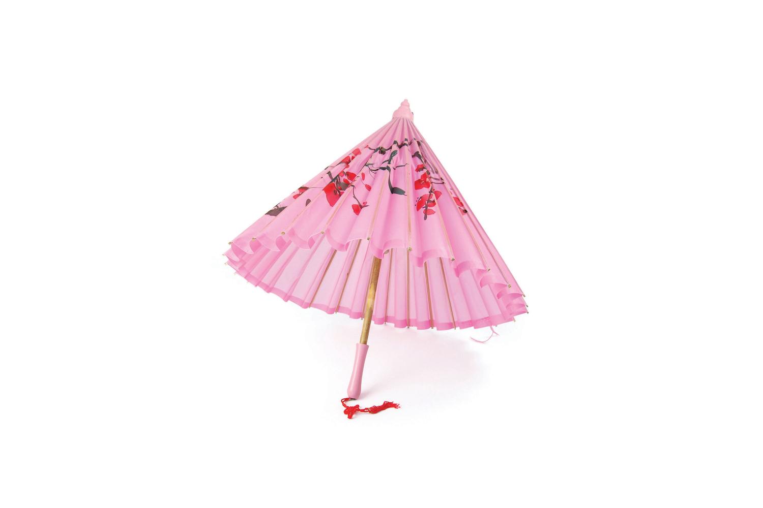 Rubies | Rb-ba794 | Pink Silk Parasol And Wooden Handle