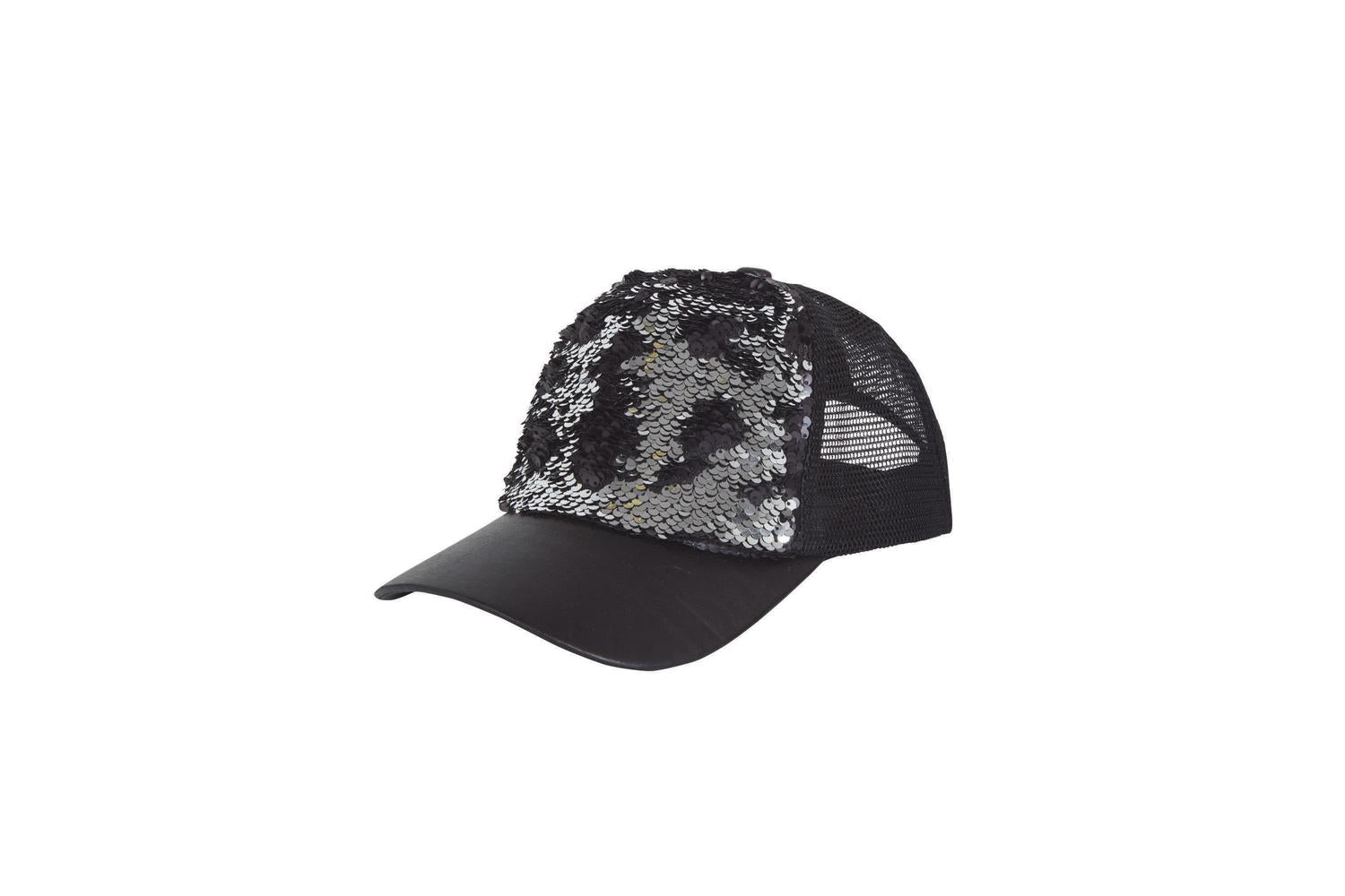Rubies | Rb-bh695 | Reversible Sequin Black & Silver Cap