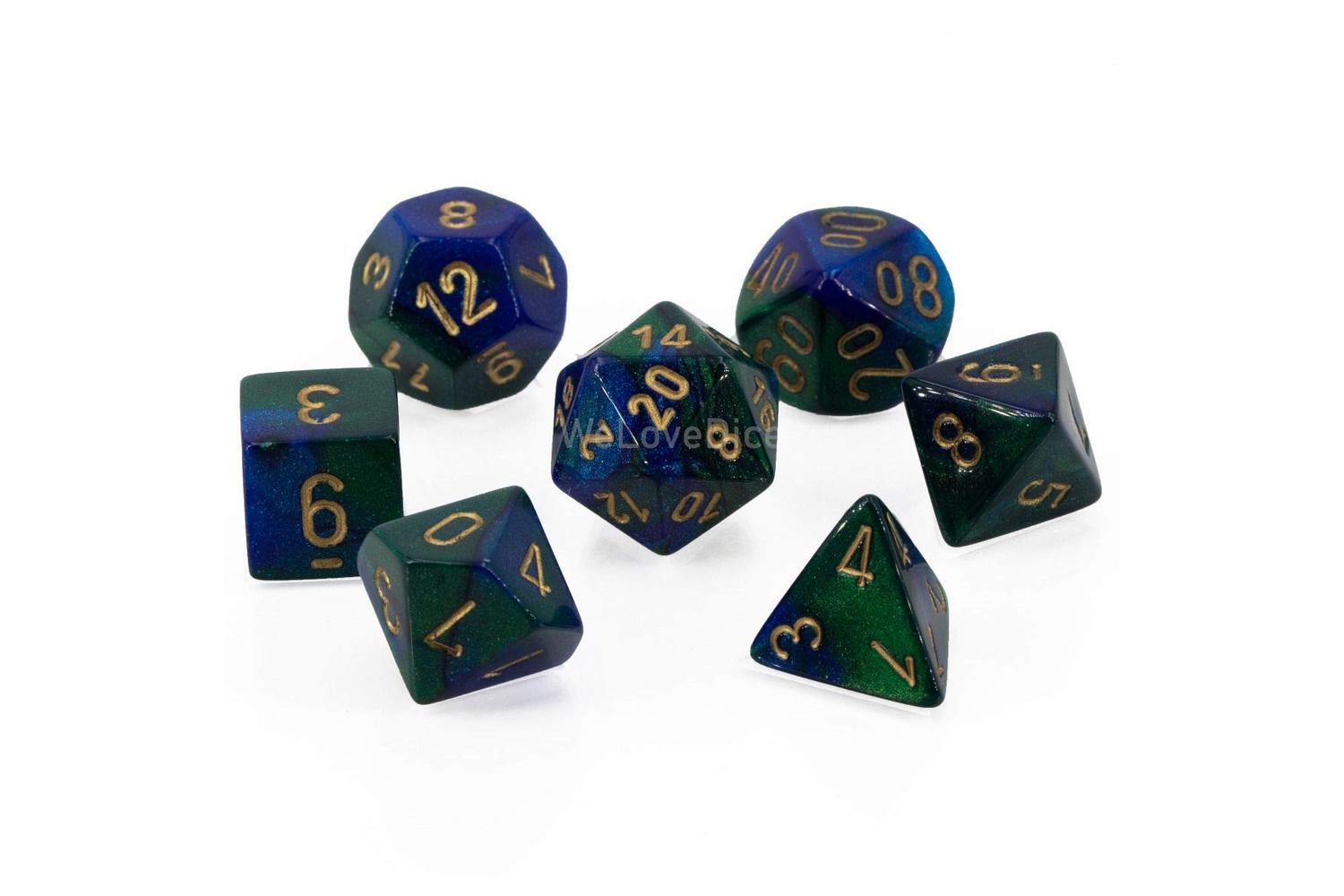 Chessex | Chx26436 | Gemini Poly 7 Set: Blue-green/gold