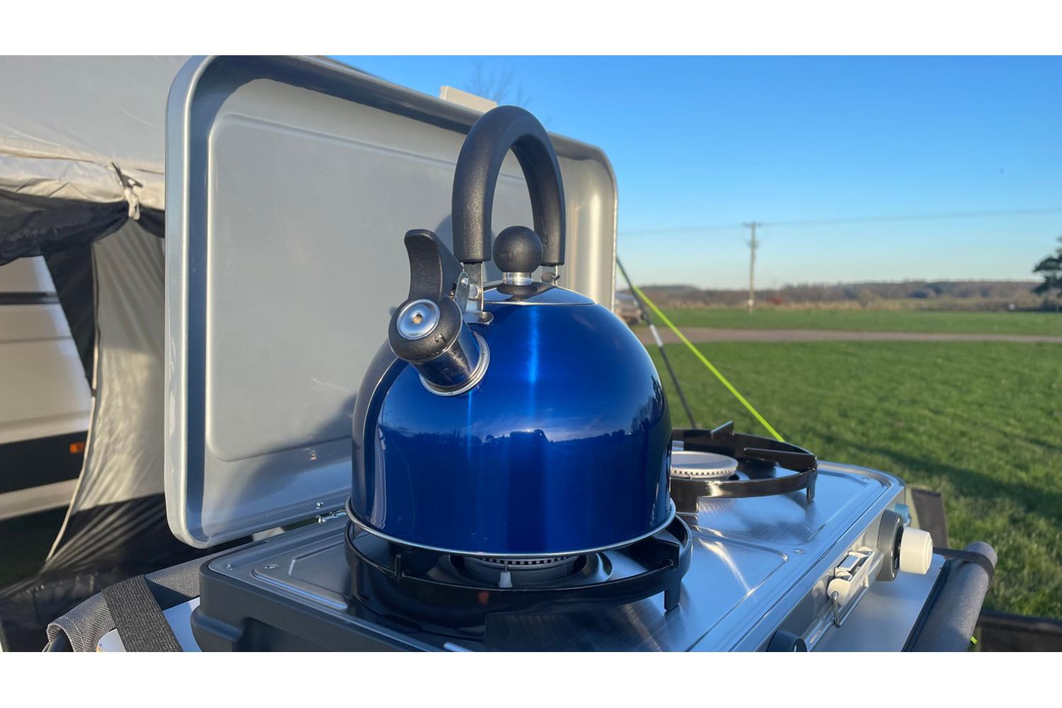 2 Litre Stainless Steel Whistling Kettle Blue | Camping Furniture | Stainless Steel | Large-3