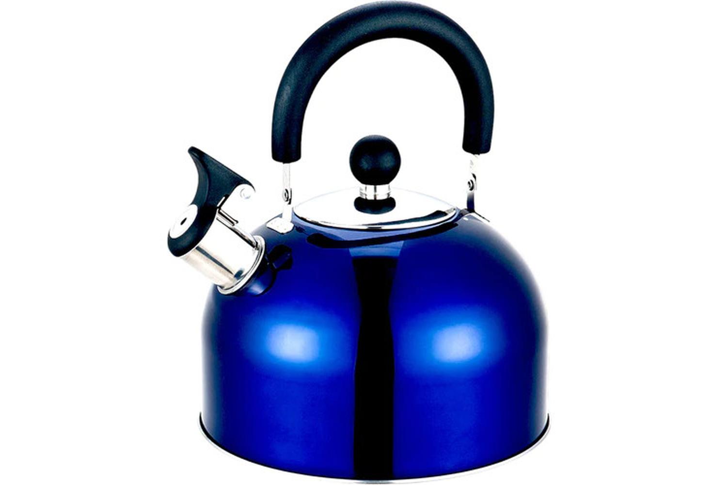 2 Litre Stainless Steel Whistling Kettle Blue | Camping Furniture | Stainless Steel | Large-4