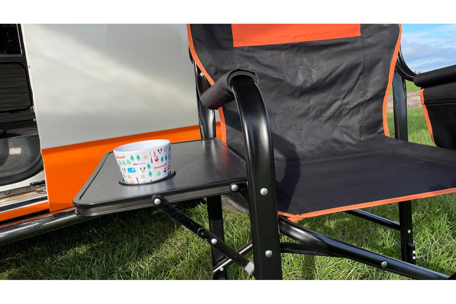 Directors Chair Orange Black | Camping Furniture | Sturdy Steel Frame-4