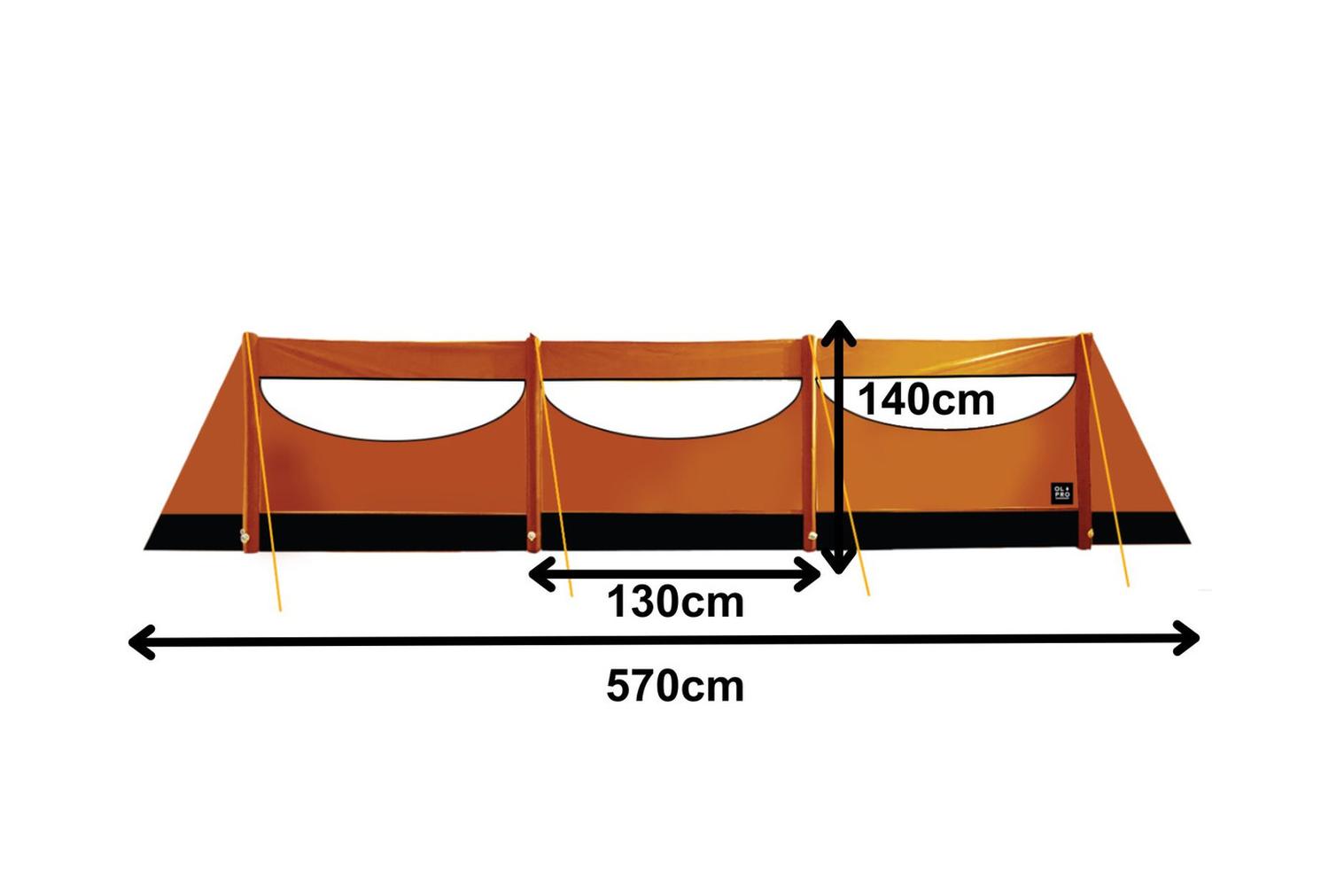 Inflatable Orange Windbreak | Camping Gear | Olpro | Size 570cm X 140cm-4
