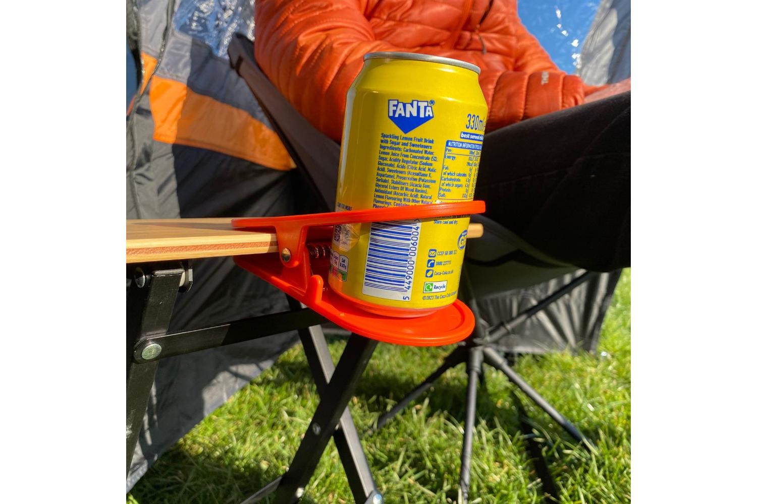Orange Drink Holder Table Clip | Camping Furniture | Plastic-4