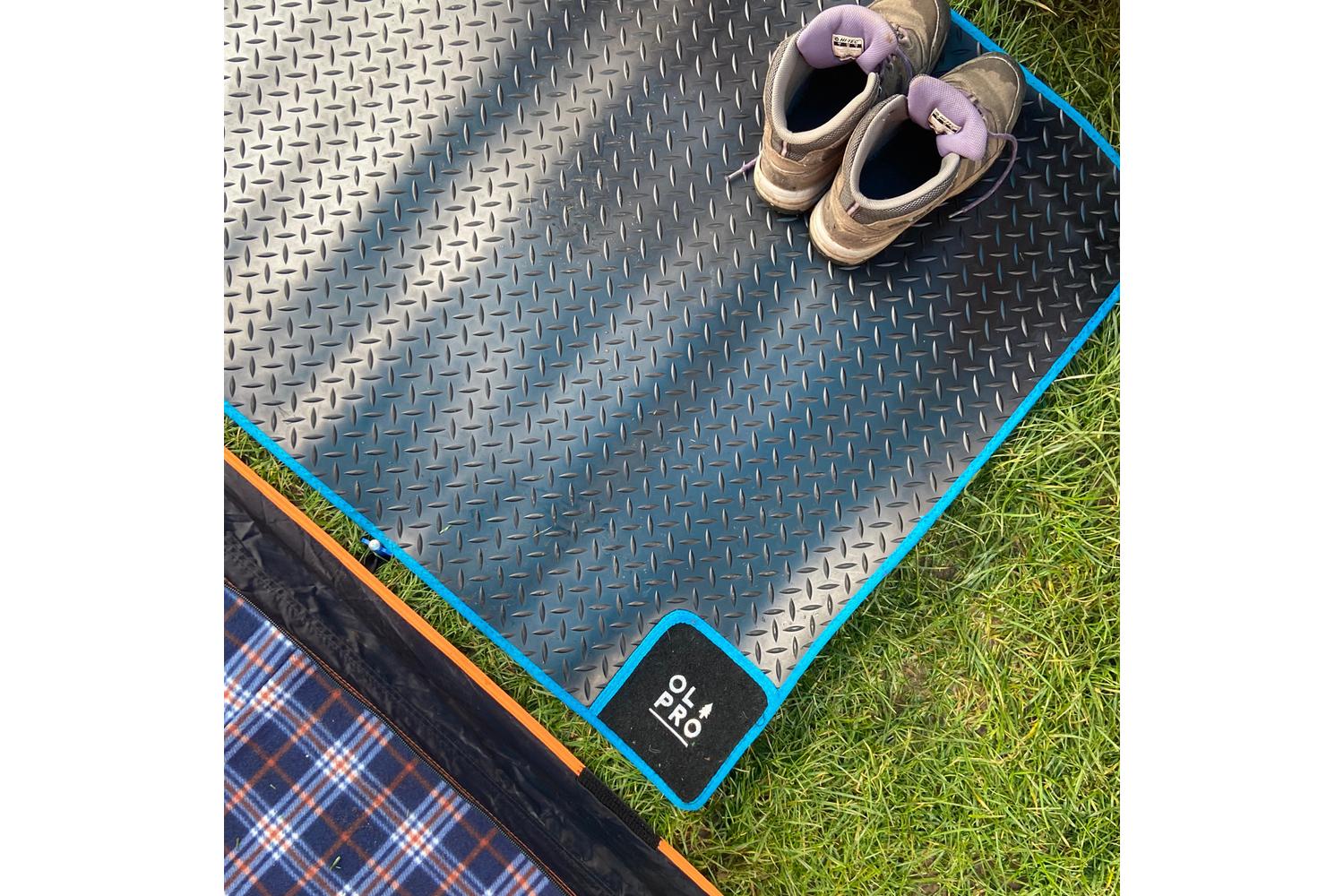 Awning Tunnel Mat | Black Rubber Attractive Blue Edge Trim | Assured Size Of 1500mm X 800mm-2