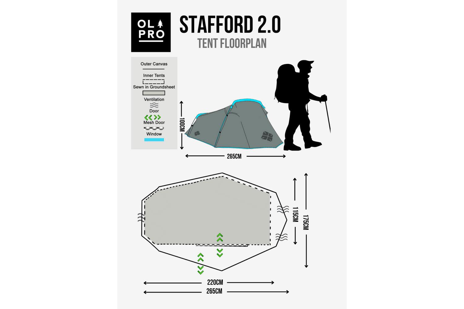Stafford 20 - 2 Berth Tent | Backpacking Tent | Robust Construction | Compact & Lightweight-3