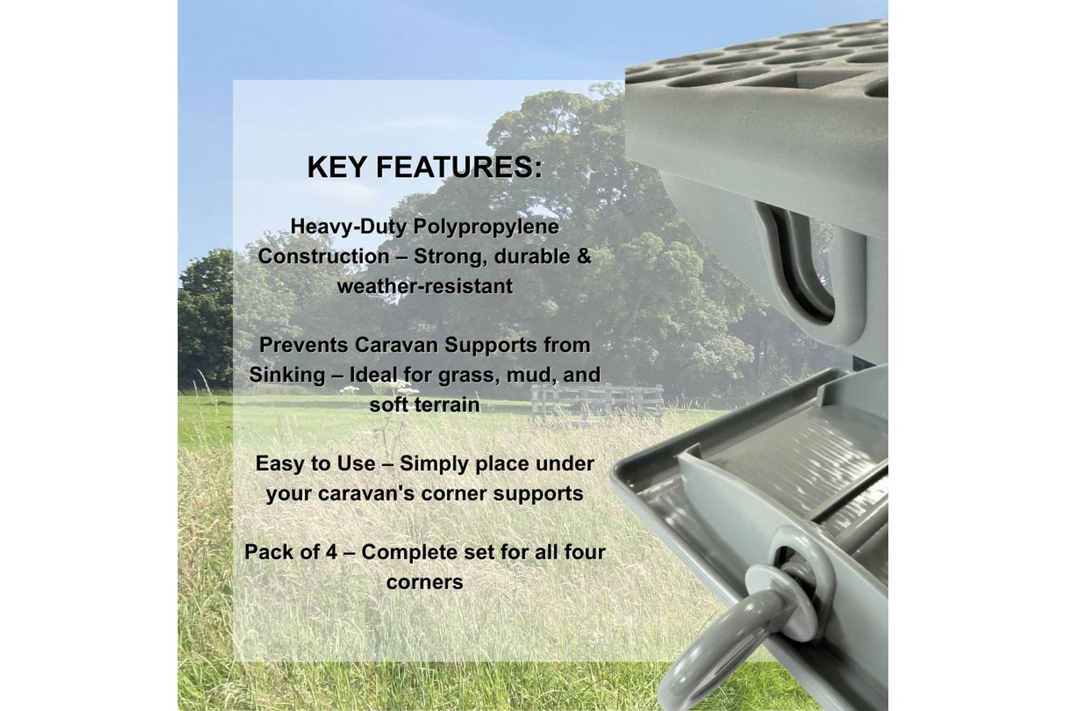 Caravan Jack Pads With Pins | Heavy-duty Polypropylene | Pack Of 4-4