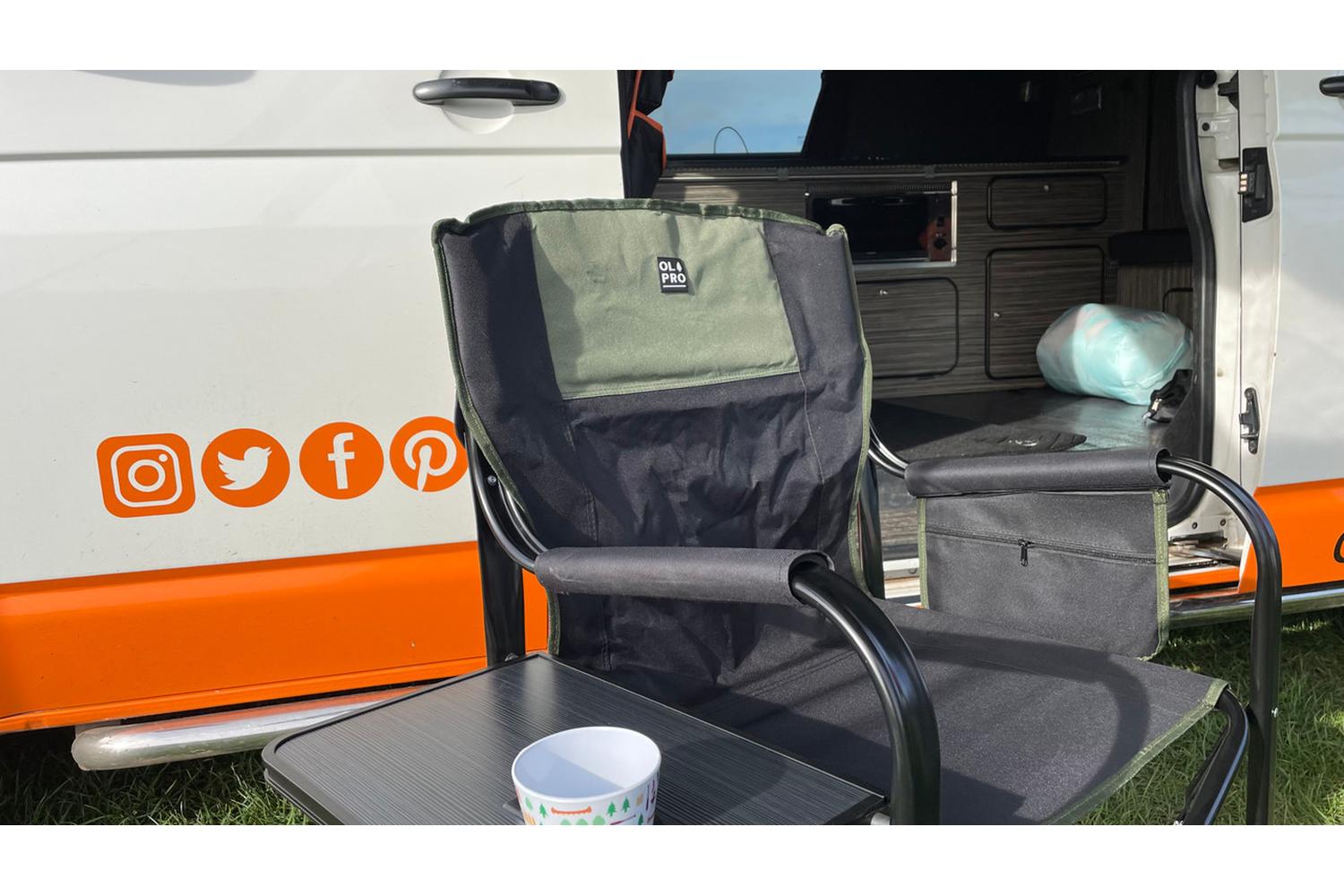 Directors Chair Green Black | Camping Chairs | Heavy-duty Polyester | Standard Size-2