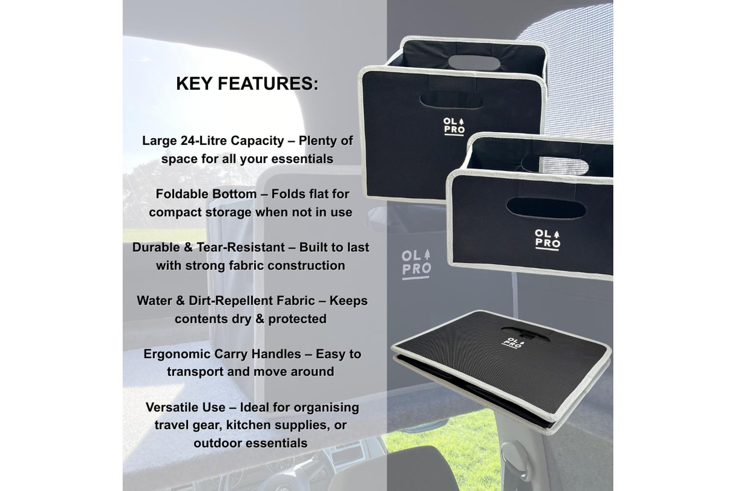 24l Folding Storage Box | Camping Furniture | Tear-resistant Fabric | Large-4