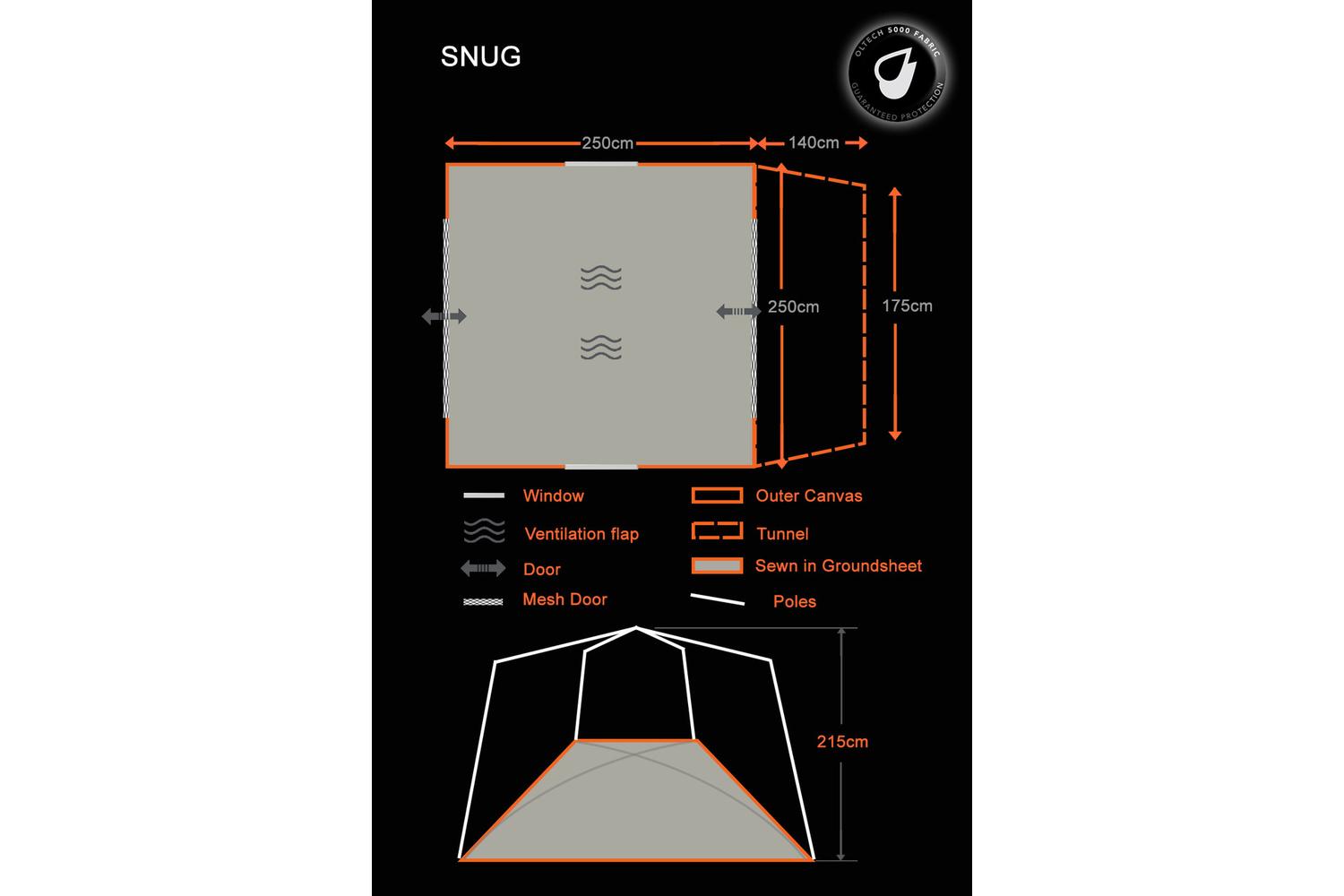 Snug Poled Tailgate Campervan Awning | Polyester | Drive-away-2