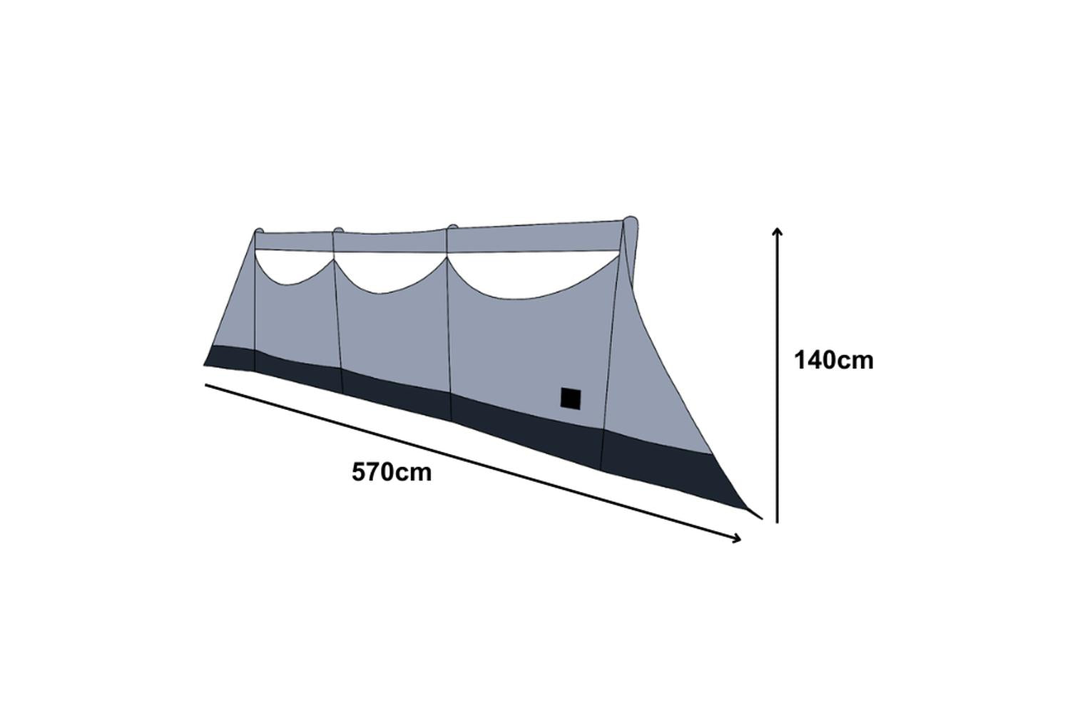 Inflatable Charcoal Windbreak | Outdoor Camping | Polyester | 570cm Long, 140cm Tall-2