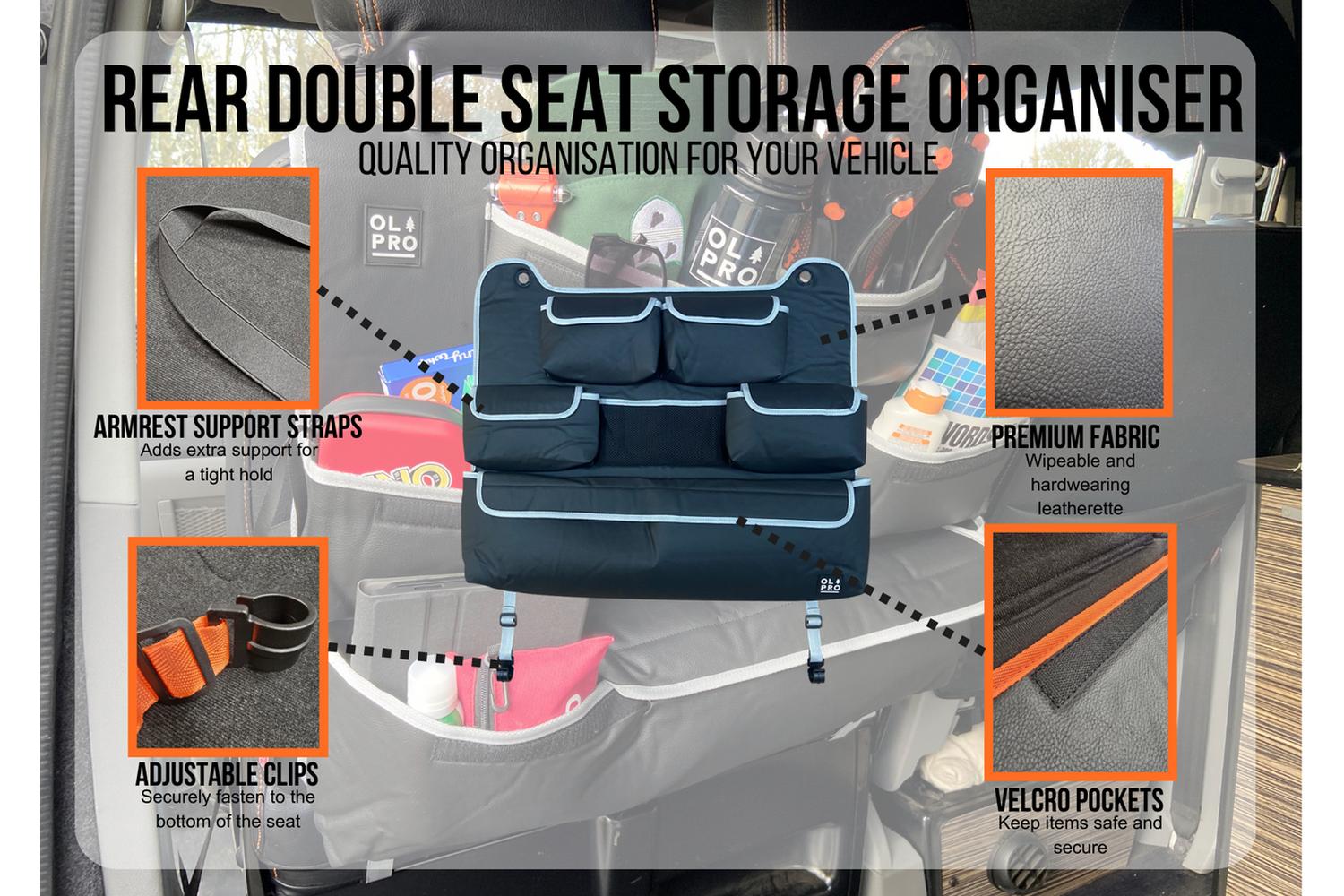 Rear Double Seat Storage Organiser | Grey | Campervan Accessory-4