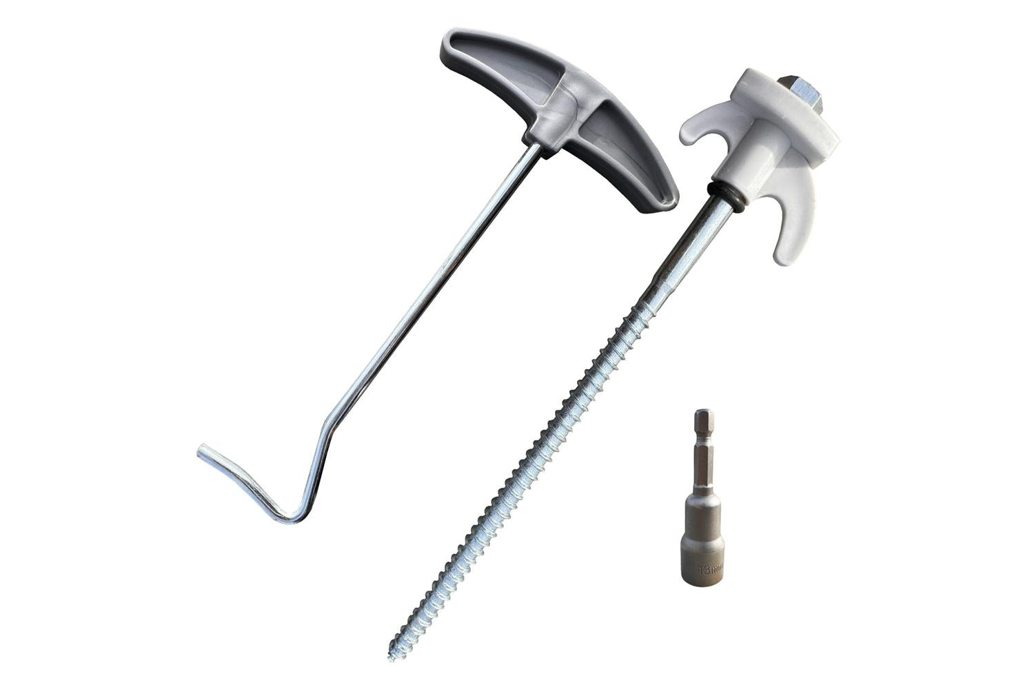 Screw-in Hard Ground Rock Pegs | Camping Equipment | Steel And Plastic | Set Of 20 With Adaptor And Peg Puller-4