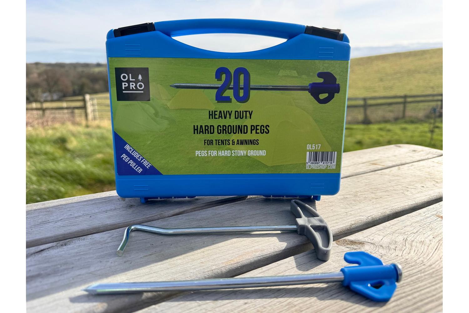 Case Of 20 Hard Ground Pegs And Peg Puller | Camping Accessories | Steel And Plastic | Gap Size 20.3 Cm-4