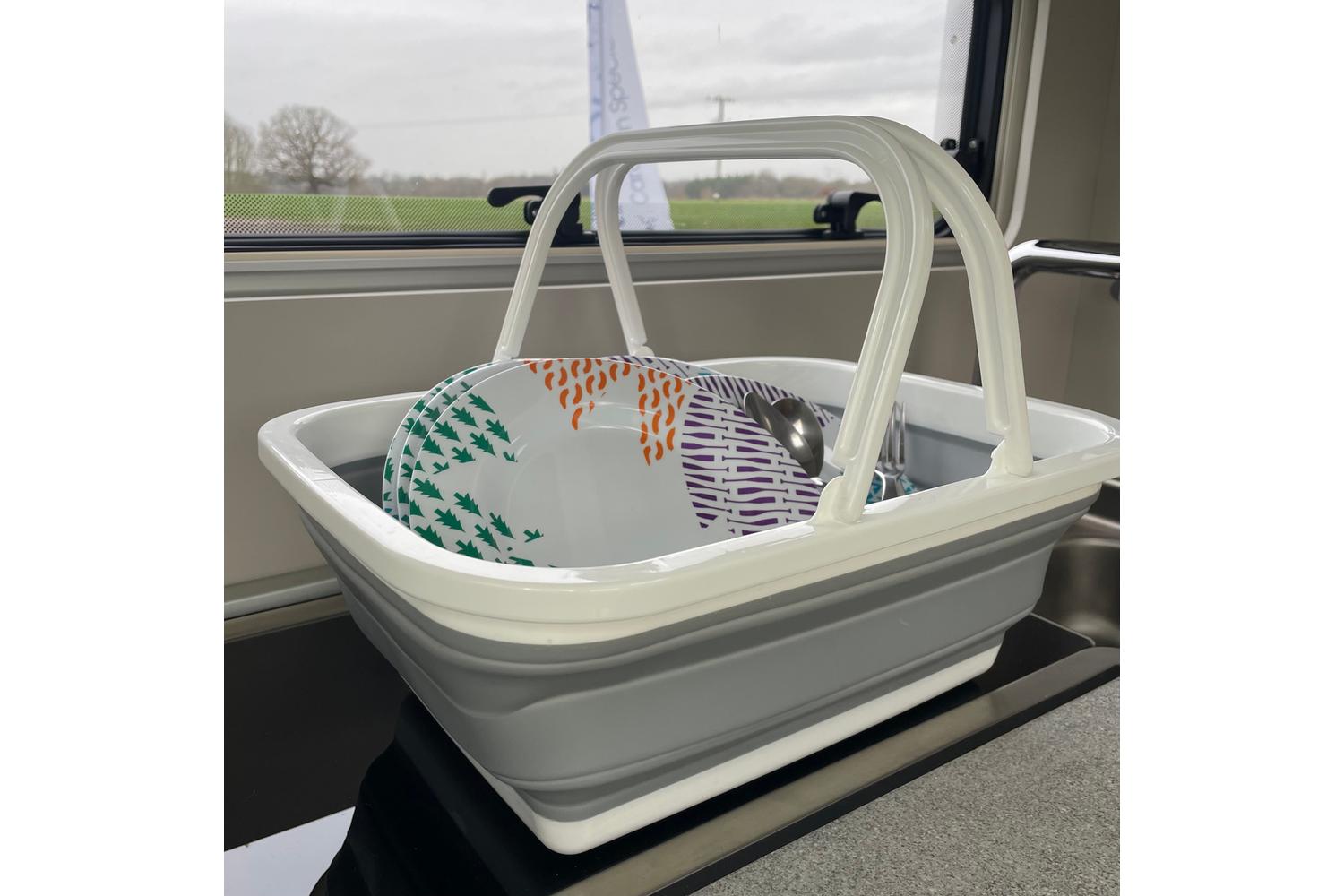 Collapsible Washing Bowl With Handles | Camping Furniture | Plastic And Silicone | Large-3
