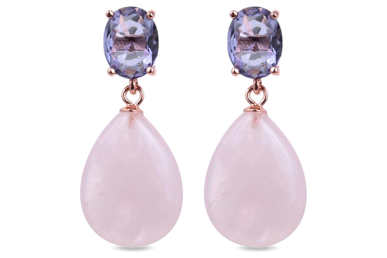 Luxenter Acrite Earrings | Rose Gold Dangling Earings with Purple Cubic Zirconia