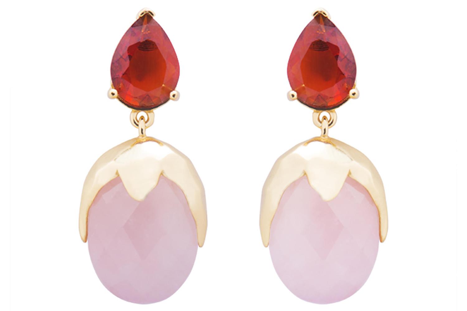 Luxenter Zunha Earrings | Gold Droplet Earrings with a Rube Stone