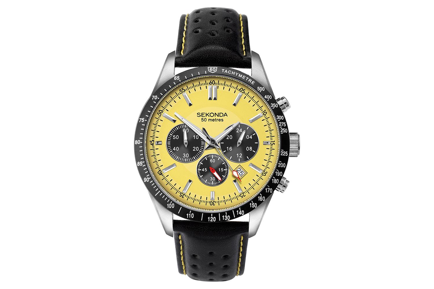 Sekonda Velocity Chronograph Mens Leather Strap Watch | Black